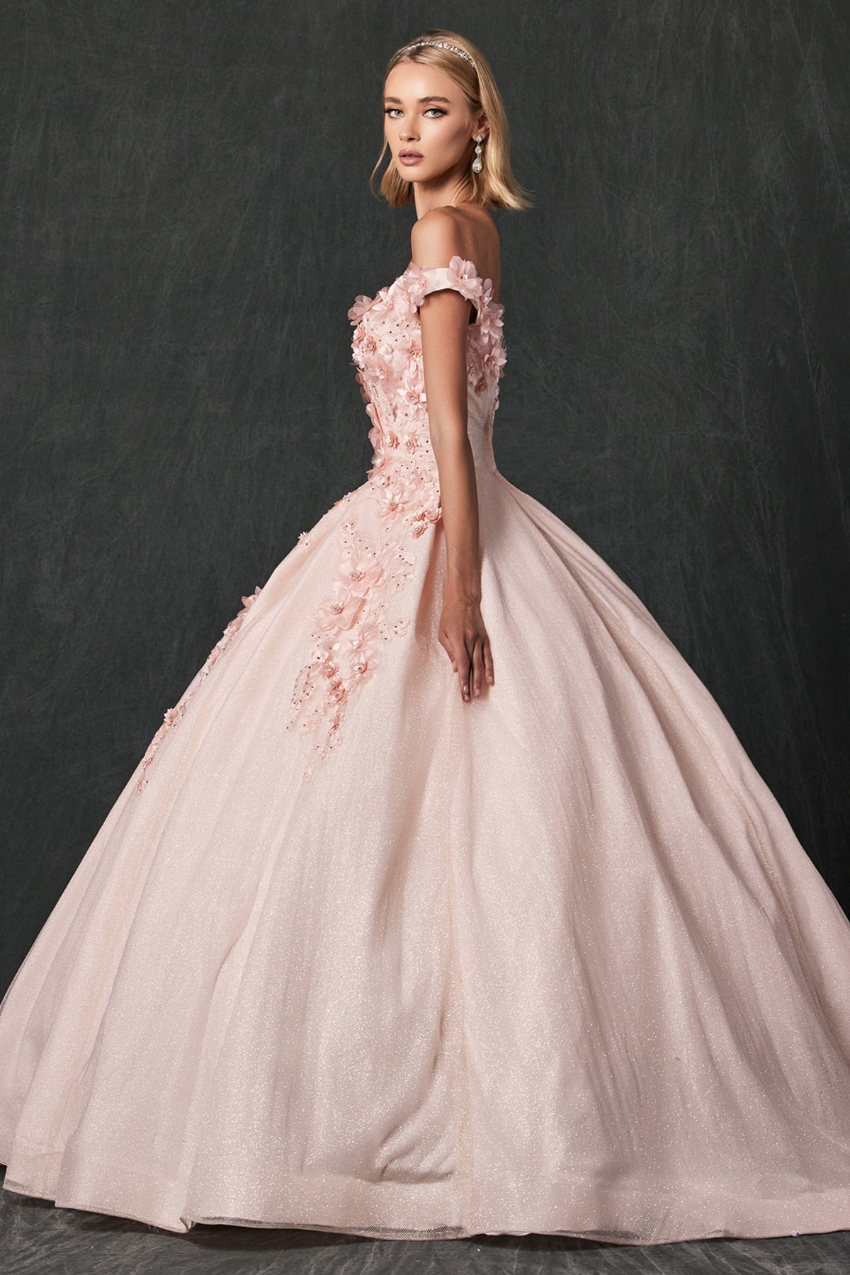 Floral Embroidered Tulle Sweetheart Long Quinceanera Dress JT1433-Quinceanera Dress-smcfashion.com