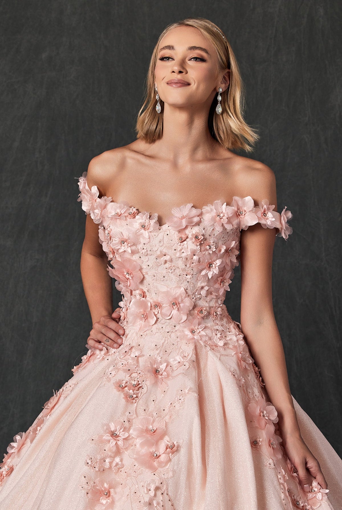Floral Embroidered Tulle Sweetheart Long Quinceanera Dress JT1433-Quinceanera Dress-smcfashion.com