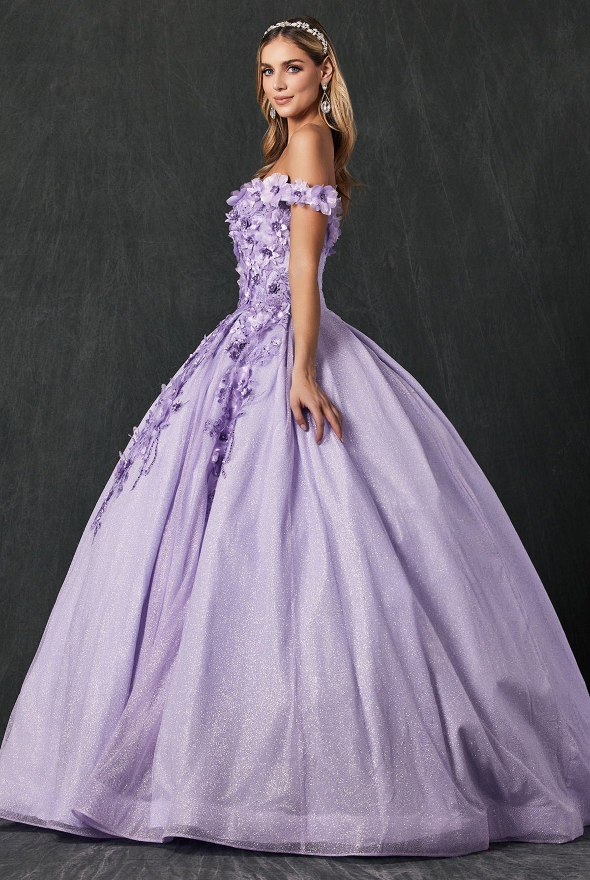 Floral Embroidered Tulle Sweetheart Long Quinceanera Dress JT1433-Quinceanera Dress-smcfashion.com