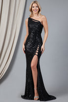 Embellished Sequins One Shoulder Long Prom Dress AC5041-Prom Dress-smcfashion.com