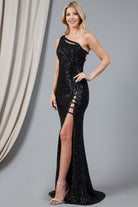Embellished Sequins One Shoulder Long Prom Dress AC5041-Prom Dress-smcfashion.com