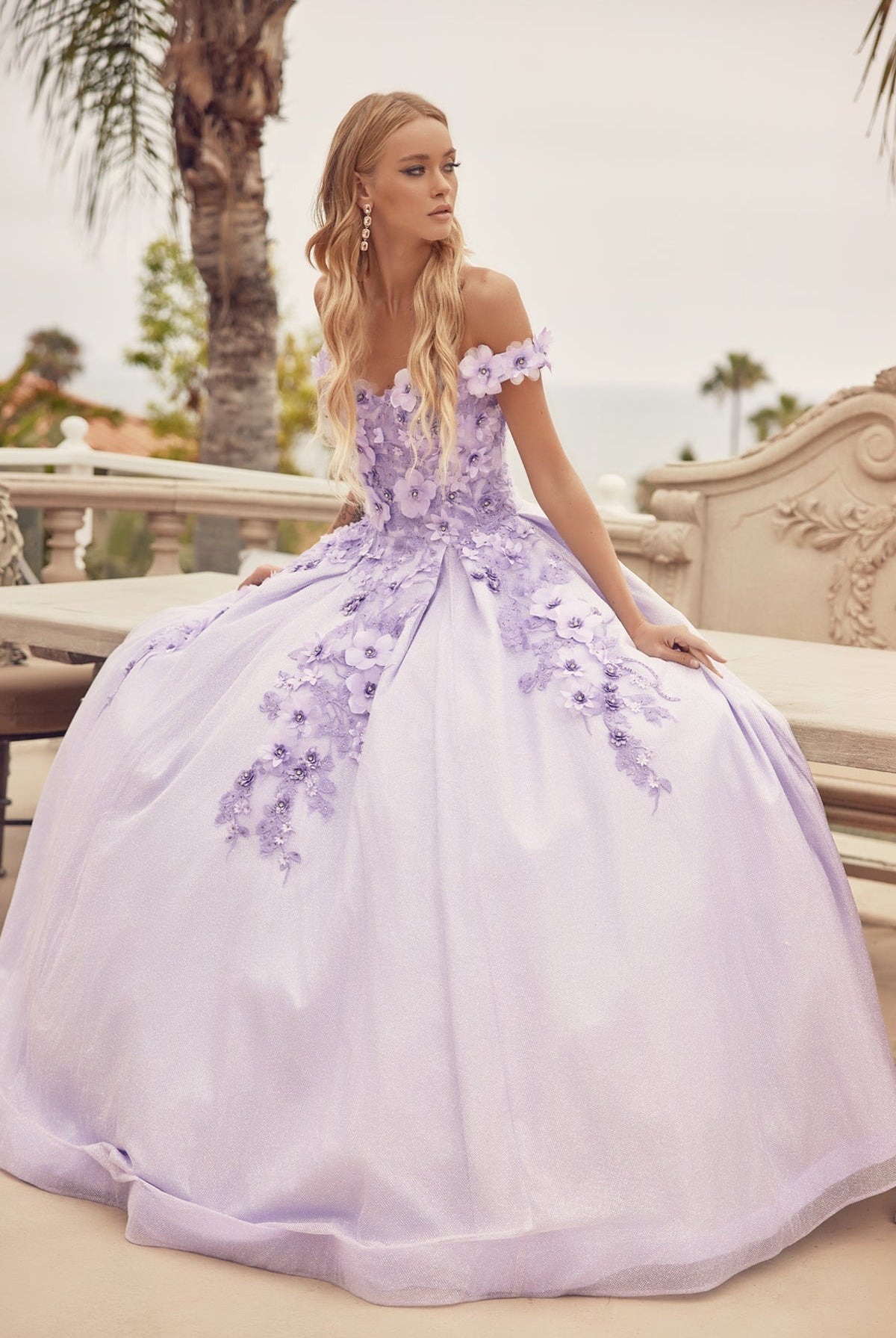 Floral Embroidered Tulle Sweetheart Long Quinceanera Dress JT1433-Quinceanera Dress-smcfashion.com