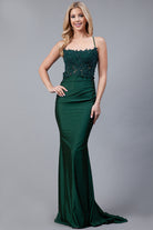 Embroidered Bodice Open Criss Cross Back Mermaid Long Prom Dress ACTM1001-Prom Dress-smcfashion.com