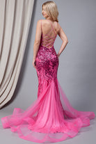 Embroidered Sequins Tulle Skirt Illusion V-Neck Long Prom Dress AC7021-Prom Dress-smcfashion.com
