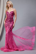 Embroidered Sequins Tulle Skirt Illusion V-Neck Long Prom Dress AC7021-Prom Dress-smcfashion.com