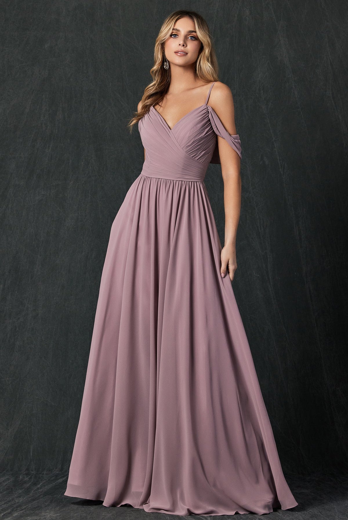 Pleated Off The Shoulder Full Skirt Formal Long Bridesmaid Dress JT262-Bridesmaid Dress-smcfashion.com
