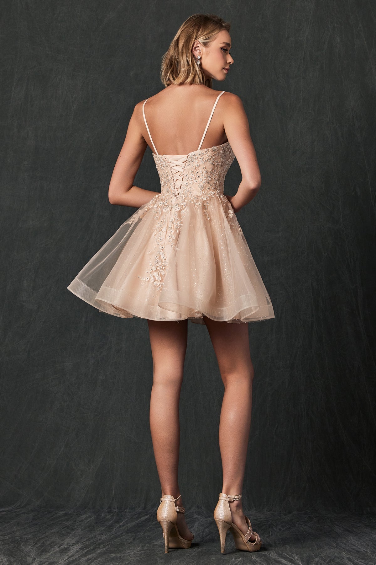Illusion Sweetheart Open Back Embroidered Bodice Short Cocktail Dress JT859-Cocktail Dress-smcfashion.com