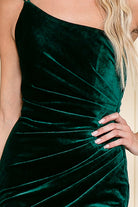 Velvet One Shoulder Side Slit Long Prom Dress AC6118-smcfashion.com