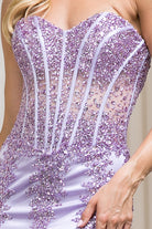 Strapless Sweetheart Embroidered Bodice Mermaid Long Wedding & Evening Dress AC774-Evening Dress-smcfashion.com