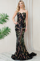 Embroidered Sequins Strapless Corset Back Long Prom Dress AC7028-Prom Dress-smcfashion.com