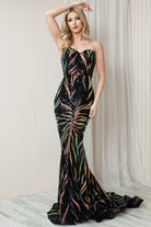 Embroidered Sequins Strapless Corset Back Long Prom Dress AC7028-Prom Dress-smcfashion.com