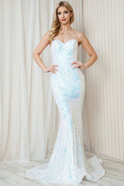 Embroidered Sequins Strapless Corset Back Long Prom Dress AC7028-Prom Dress-smcfashion.com