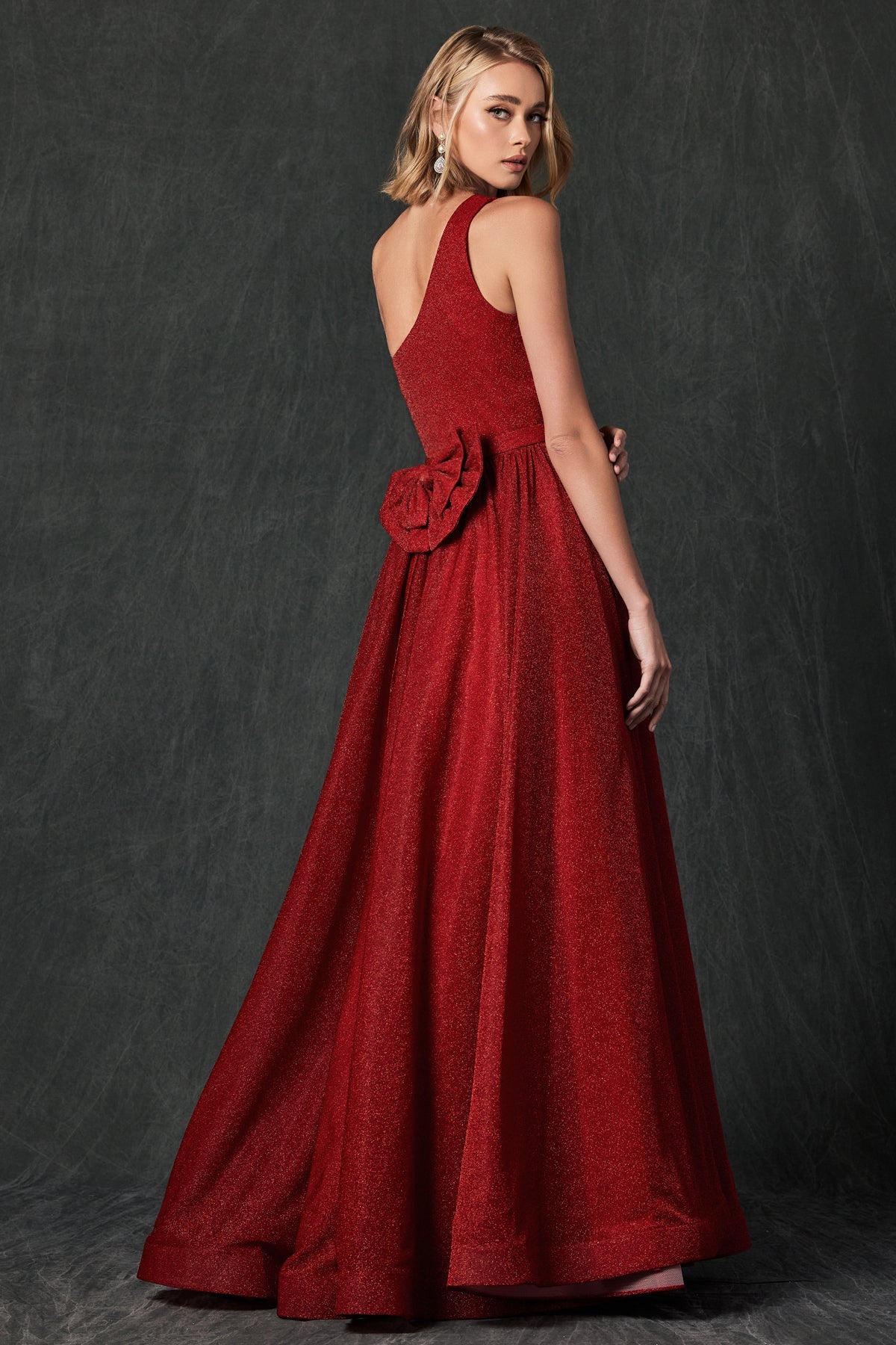 One Shoulder Sweetheart Metallic A-Line Long Prom Dress JT205-Prom Dress-smcfashion.com