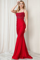 Embroidered Bodice Open Criss Cross Back Mermaid Long Prom Dress ACTM1001-Prom Dress-smcfashion.com