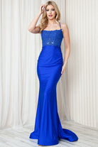 Embroidered Bodice Open Criss Cross Back Mermaid Long Prom Dress ACTM1001-Prom Dress-smcfashion.com