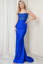 Embroidered Bodice Open Criss Cross Back Mermaid Long Prom Dress ACTM1001-Prom Dress-smcfashion.com