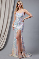Embroidered Sequins Side Slit Fitted Open Criss Cross Back Long Prom Dress AC5046-Prom Dress-smcfashion.com
