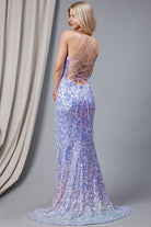 Embroidered Sequins Side Slit Fitted Open Criss Cross Back Long Prom Dress AC5046-Prom Dress-smcfashion.com