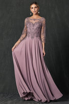 Embroidered Lace Beaded Bodice Long Mother Of The Bride Dress JTM11 Sale-Mother of the Bride Dress-smcfashion.com