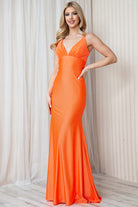Satin Spaghetti Straps Trumpet V-Neck Detailed Open Back Long Prom Dress ACBZ018-Prom Dress-smcfashion.com