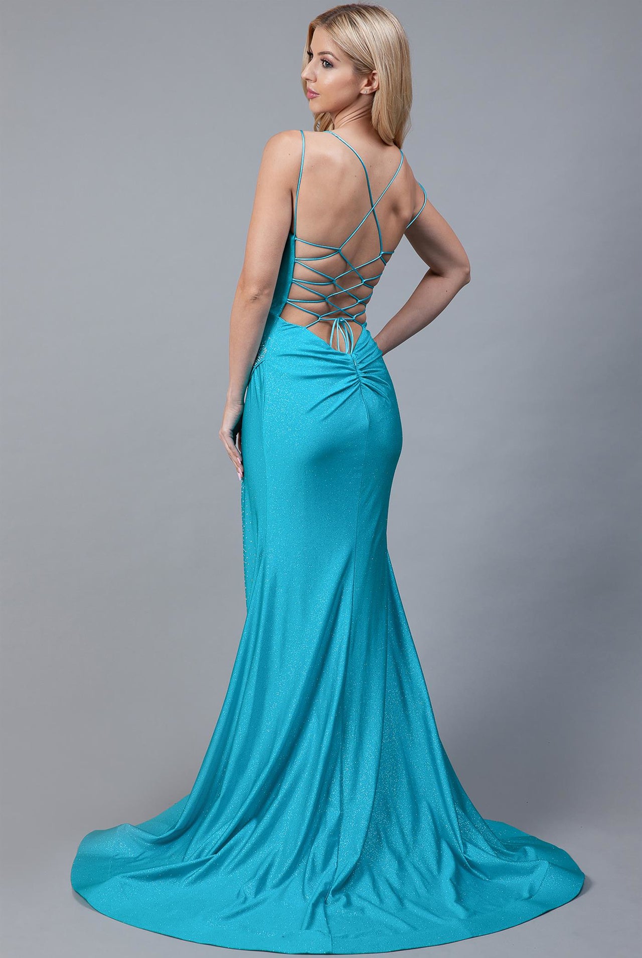 Mermaid Side Slit Cowl Neck Double Spaghetti Straps Long Prom Dress AC399-Prom Dress-smcfashion.com