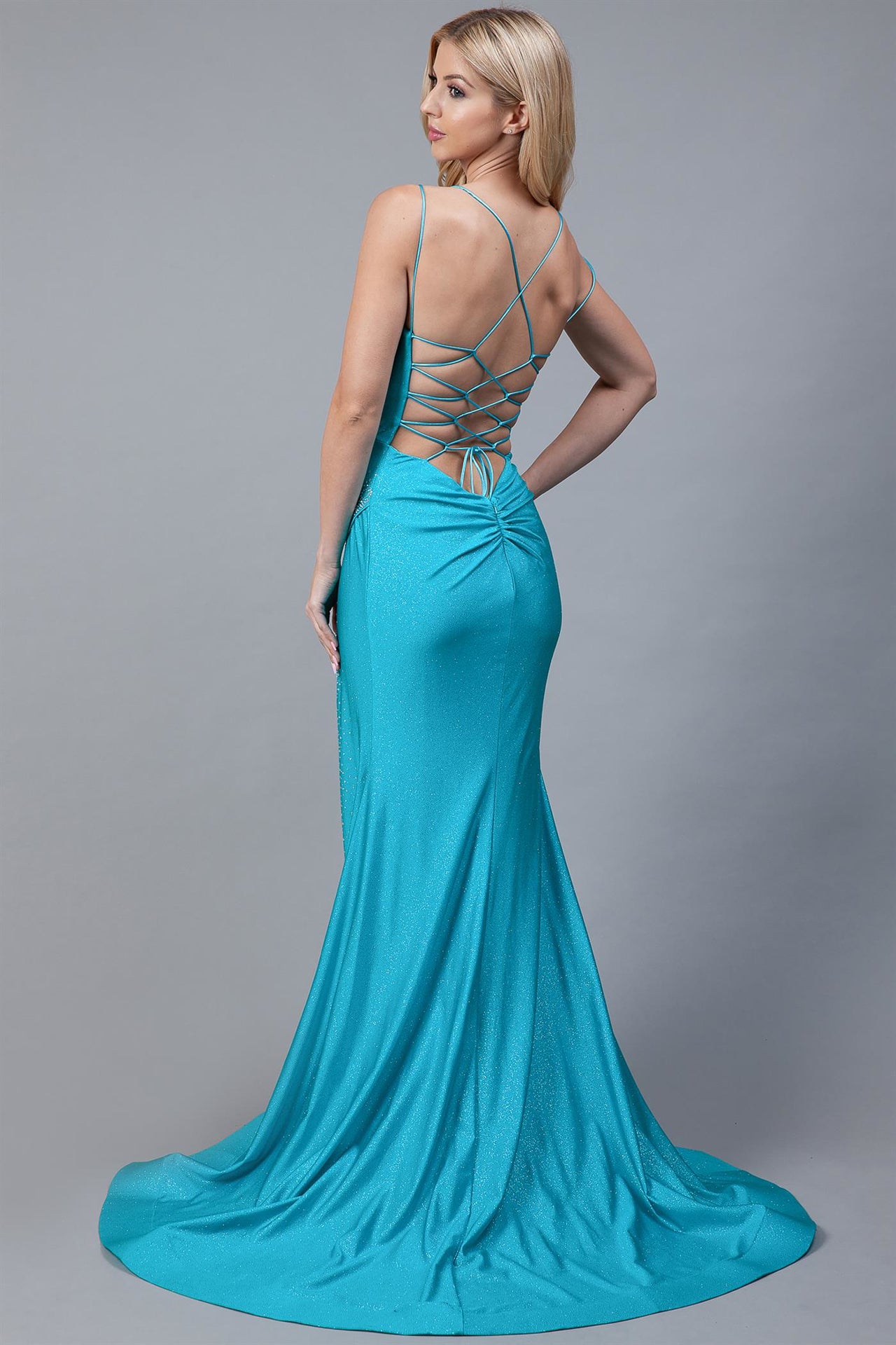 Mermaid Side Slit Cowl Neck Double Spaghetti Straps Long Prom Dress AC399-Prom Dress-smcfashion.com