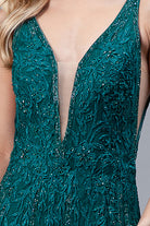 Illusion V-Neck Straps All-Over Vertical Rhinetone Pattern Long Prom Dress AC2103-Prom Dress-smcfashion.com