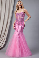 Strapless Sweetheart Embroidered Bodice Mermaid Long Wedding & Evening Dress AC774-Evening Dress-smcfashion.com