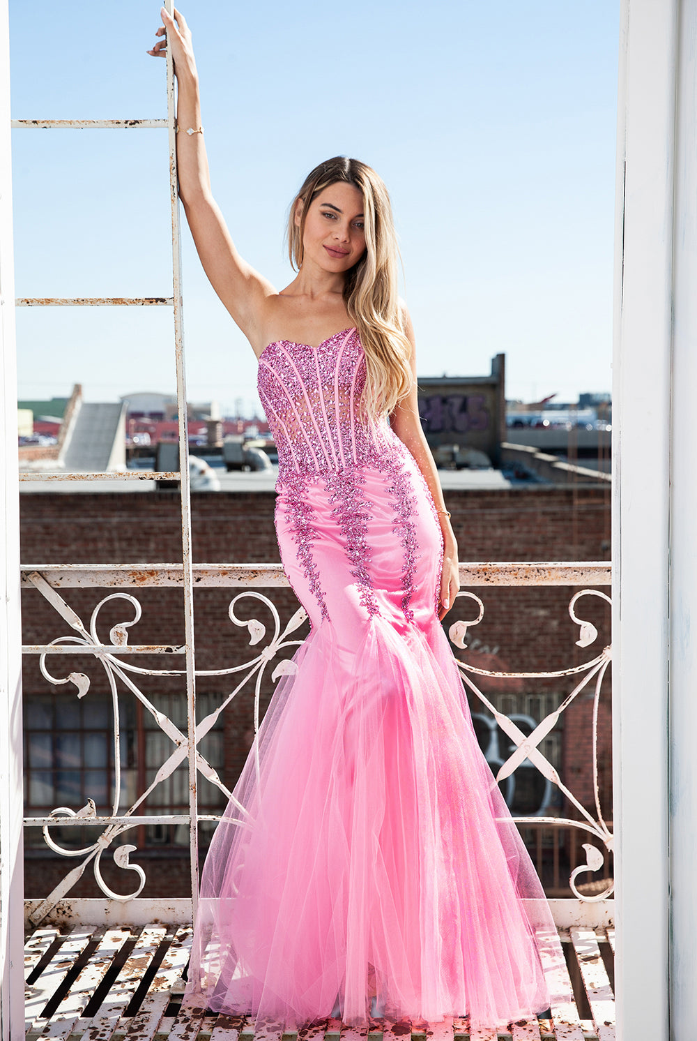 Strapless Sweetheart Embroidered Bodice Mermaid Long Wedding & Evening Dress AC774-Evening Dress-smcfashion.com