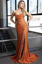 Clamorous High Slit Wrap Glitter Jersey Bustier-Inspired Bodice Long Prom Dress ACBZ019-Prom Dress-smcfashion.com