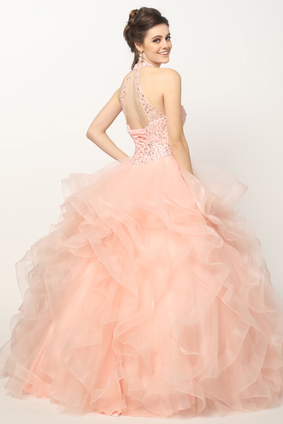 Crystal Beading On A Flounced Tulle Long Quinceanera Dress JT1420-Quinceanera Dress-smcfashion.com