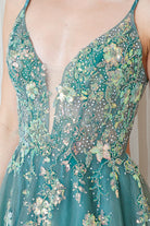 Tulle Skirt Embroidered Lace High Side Slit Long Prom Dress ACTM1003-Prom Dress-smcfashion.com