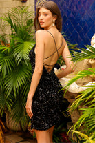 Open Criss Cross Back Embroidered Sequins Short Cocktail Dress ACBZ024S-Cocktail Dress-smcfashion.com