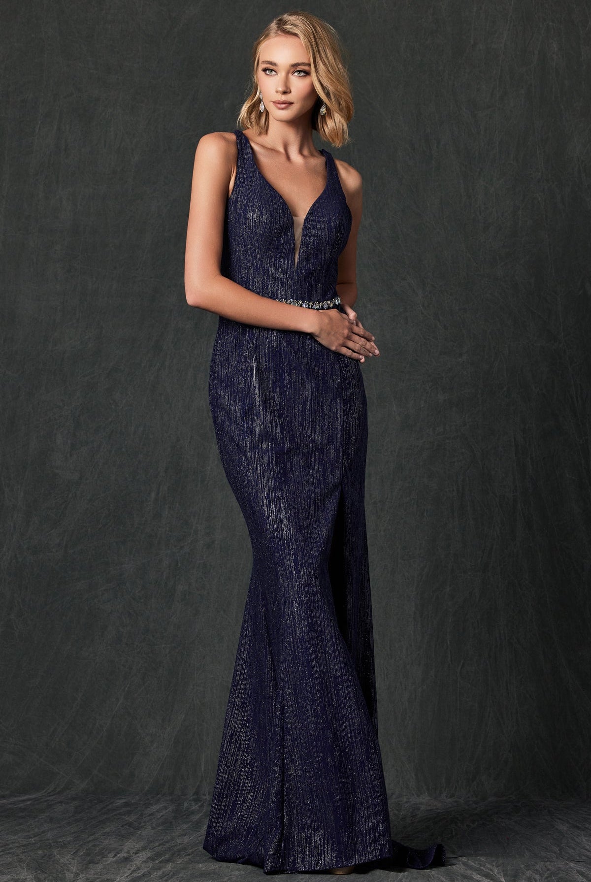 Mermaid Illusion V-Neck Side Slit Long Prom Dress JT237-Prom Dress-smcfashion.com