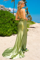 Sheer Embroidered Bodice Satin Open Criss Cross Back Long Prom Dress ACBZ020-Prom Dress-smcfashion.com