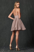 Glitter Fit And Flare Open Criss Cross Bacck Short Cocktail Dress JT850-Cocktail Dress-smcfashion.com