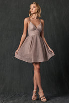 Glitter Fit And Flare Open Criss Cross Bacck Short Cocktail Dress JT850-Cocktail Dress-smcfashion.com