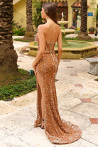 Strapless Embroidered Sequin Side Slit Open Corset Back Long Prom Dress AC3011-Prom Dress-smcfashion.com
