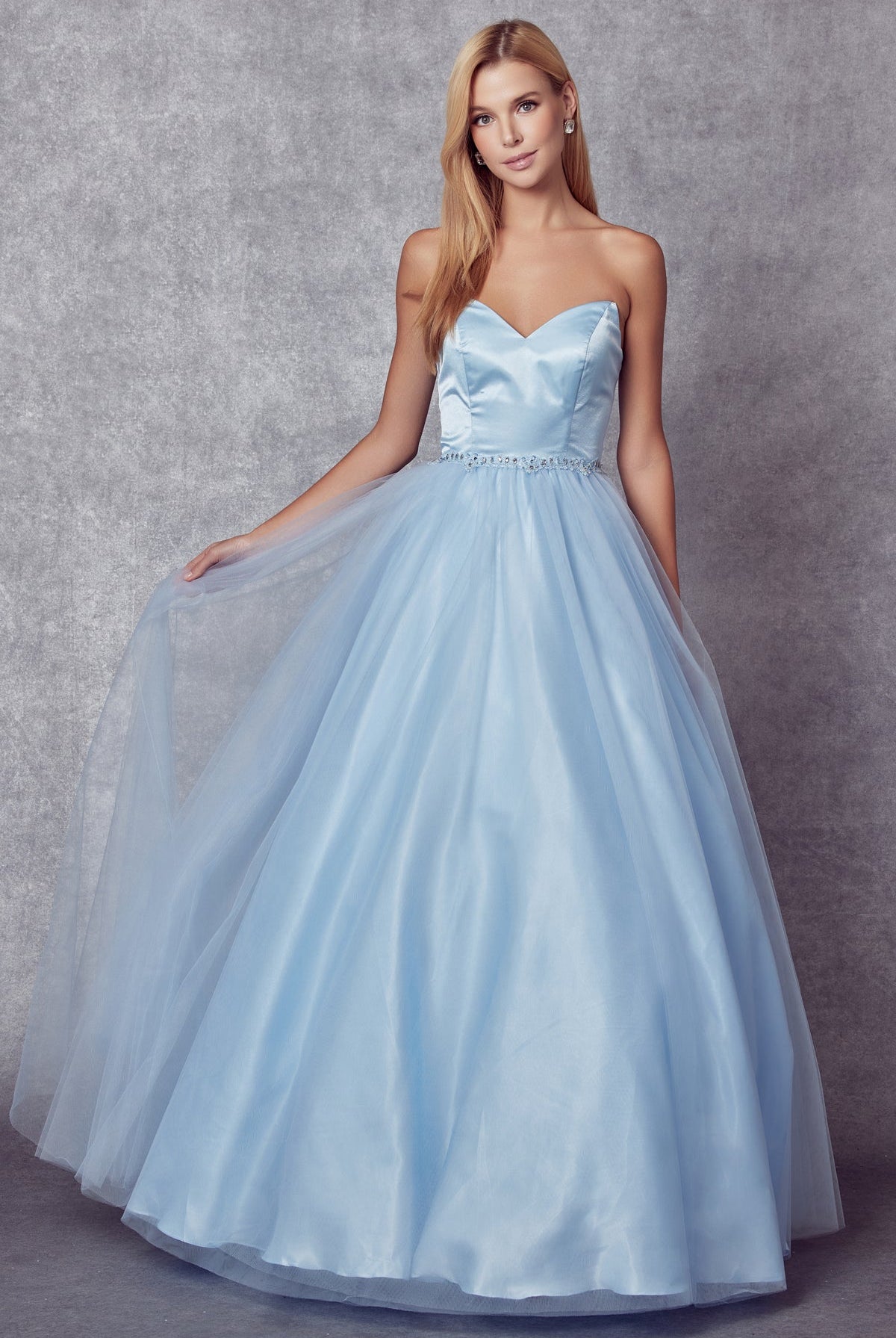 Strapless Sweetheart A-Line Tulle Skirt Long Prom Dress JT265-Prom Dress-smcfashion.com