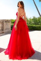Flower Embroidery Tulle Skirt Boat Neck Long Prom Dress AC7035-Prom Dress-smcfashion.com