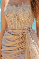 Strapless Tulle Skirt Embroidered Bodice Long Prom Dress AC3010-Prom Dress-smcfashion.com