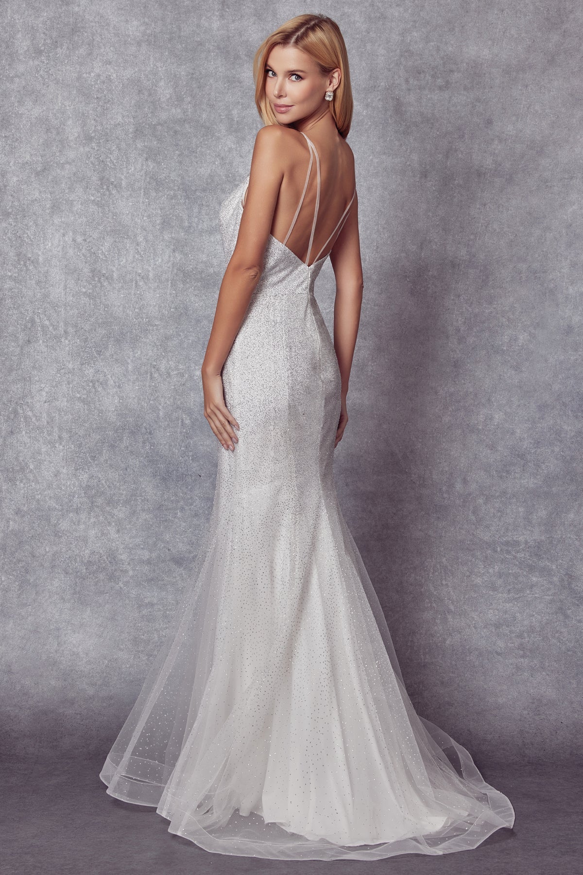 Mermaid Sweetheart Embellished Glitter Open Back Long Evening Dress JT271-Evening Dress-smcfashion.com