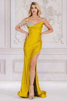 Spaghetti Straps High Side Slit Embellished Jewel Long Prom Dress AC3017-Evening Dress-smcfashion.com
