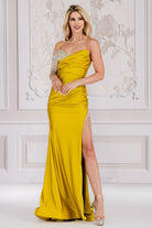 Spaghetti Straps High Side Slit Embellished Jewel Long Prom Dress AC3017-Evening Dress-smcfashion.com