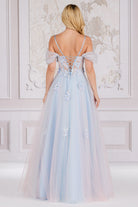 Off Shoulder Embroidered Lace Bodice Spaghetti Straps Long Prom Dress AC7044-Prom Dress-smcfashion.com