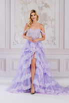 Off Shoulder Embellished Glitter Sweetheart Layered Skirt Long Prom Dress ACTM1012-Prom Dress-smcfashion.com
