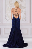 Mermaid Illusion V-Neck Embellished Sequin Open Criss Cross Back Long Prom Dress AC3018-Prom Dress-smcfashion.com