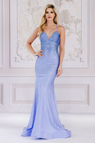 Mermaid Illusion V-Neck Embellished Sequin Open Criss Cross Back Long Prom Dress AC3018-Prom Dress-smcfashion.com