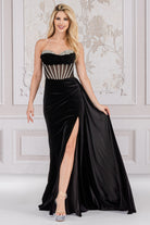 Strapless Embellished Jewel Side Slit Mermaid Long Prom Dress AC5051-Prom Dress-smcfashion.com