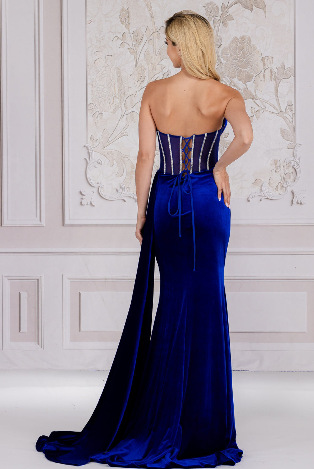 Strapless Embellished Jewel Side Slit Mermaid Long Prom Dress AC5051-Prom Dress-smcfashion.com